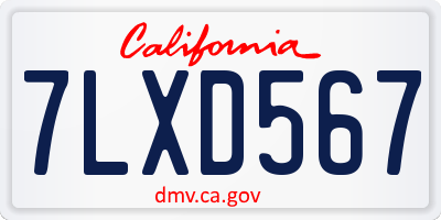 CA license plate 7LXD567