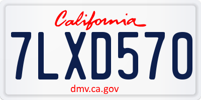 CA license plate 7LXD570