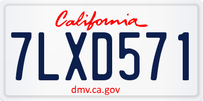 CA license plate 7LXD571