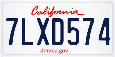 CA license plate 7LXD574