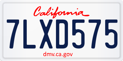 CA license plate 7LXD575
