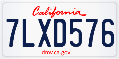 CA license plate 7LXD576