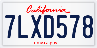 CA license plate 7LXD578
