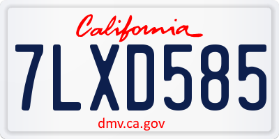 CA license plate 7LXD585