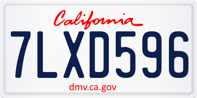 CA license plate 7LXD596