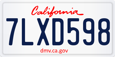 CA license plate 7LXD598