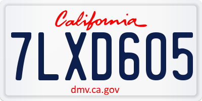 CA license plate 7LXD605