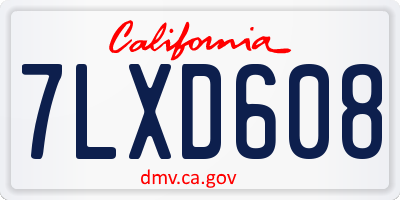 CA license plate 7LXD608