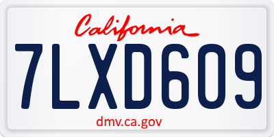 CA license plate 7LXD609