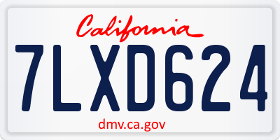 CA license plate 7LXD624