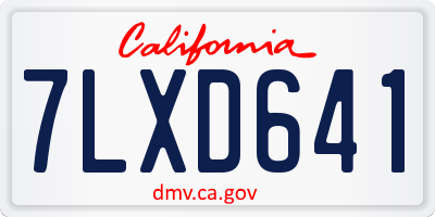 CA license plate 7LXD641