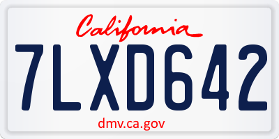 CA license plate 7LXD642