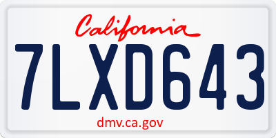 CA license plate 7LXD643