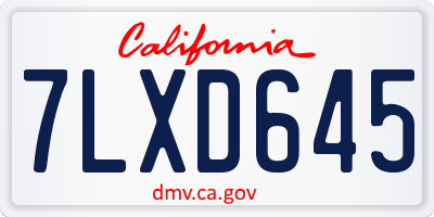 CA license plate 7LXD645