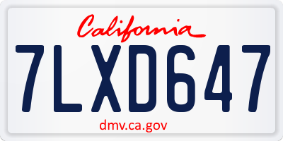 CA license plate 7LXD647