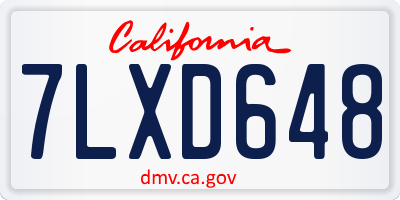 CA license plate 7LXD648