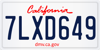 CA license plate 7LXD649