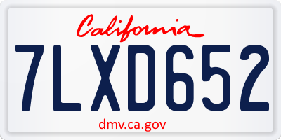 CA license plate 7LXD652