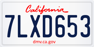 CA license plate 7LXD653