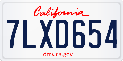 CA license plate 7LXD654