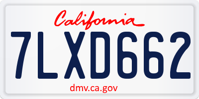 CA license plate 7LXD662
