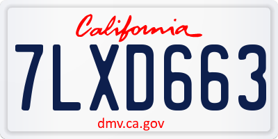 CA license plate 7LXD663