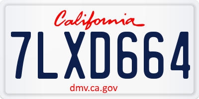 CA license plate 7LXD664