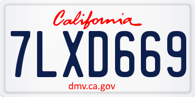 CA license plate 7LXD669