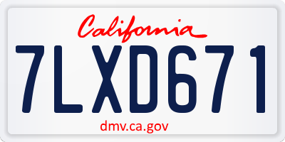 CA license plate 7LXD671