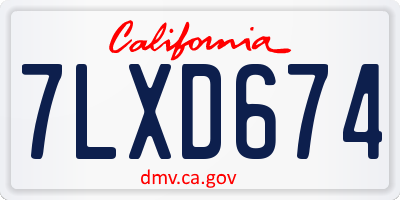 CA license plate 7LXD674