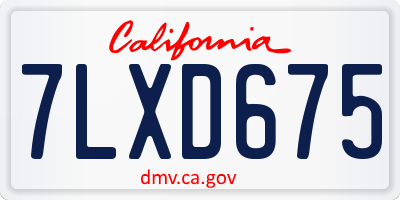 CA license plate 7LXD675