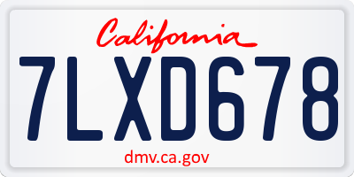 CA license plate 7LXD678