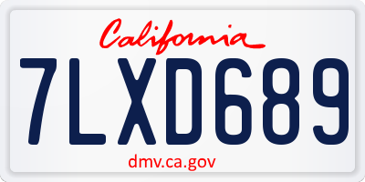 CA license plate 7LXD689