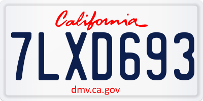 CA license plate 7LXD693