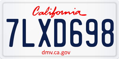 CA license plate 7LXD698
