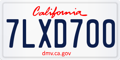 CA license plate 7LXD700
