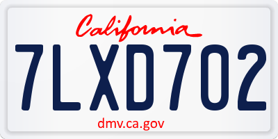 CA license plate 7LXD702
