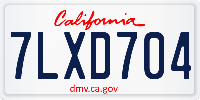 CA license plate 7LXD704