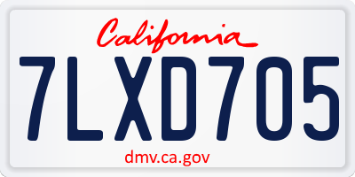 CA license plate 7LXD705