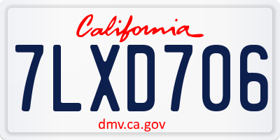 CA license plate 7LXD706
