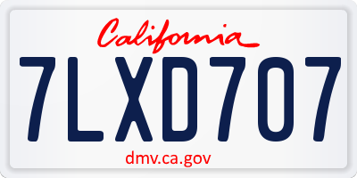 CA license plate 7LXD707