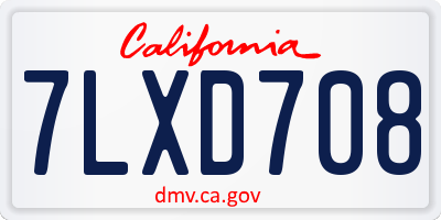 CA license plate 7LXD708