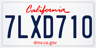CA license plate 7LXD710