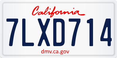 CA license plate 7LXD714