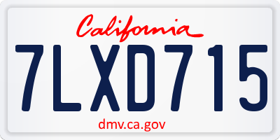 CA license plate 7LXD715