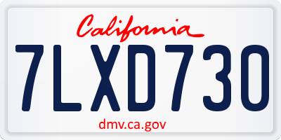 CA license plate 7LXD730