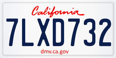 CA license plate 7LXD732