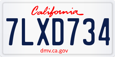 CA license plate 7LXD734