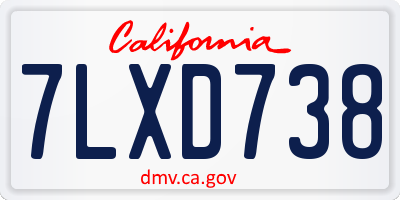 CA license plate 7LXD738