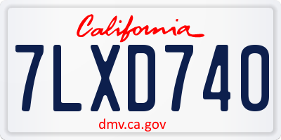 CA license plate 7LXD740